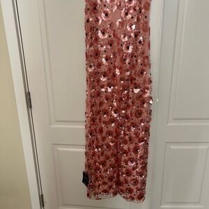 Elegant Pink Floral Maxi Dress-Party Dress